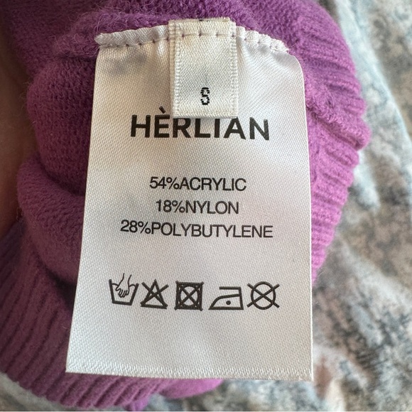 Herlian Daisy Cropped Short Cardigan Sweater Sz S Purple Knit  Feminine Dainty - Picture 12 of 14